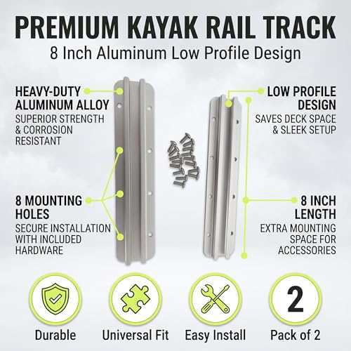 8-Inch Aluminum Kayak Gear Track with Mounting Hardware, 2 Pack