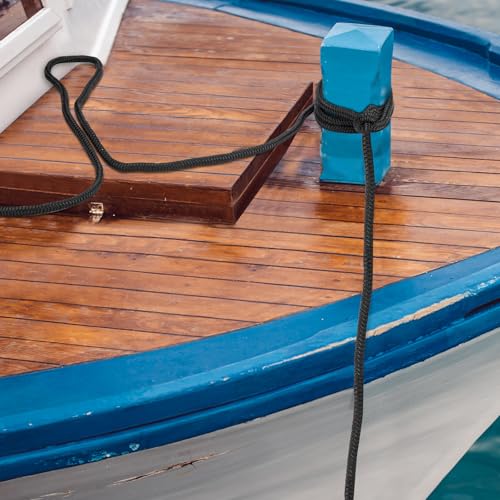 2 Pack 1/2" x 15' Boat Dock Lines for Boat & Pontoon, Premium Marine- Grade Double Braided Nylon Boat Lines, Pre-Spliced with a 12" Eyelet-Black,High Strength,Easy Handling,Boating Gifts for Men. - size: 1/2" x 15' (Pack of 2)