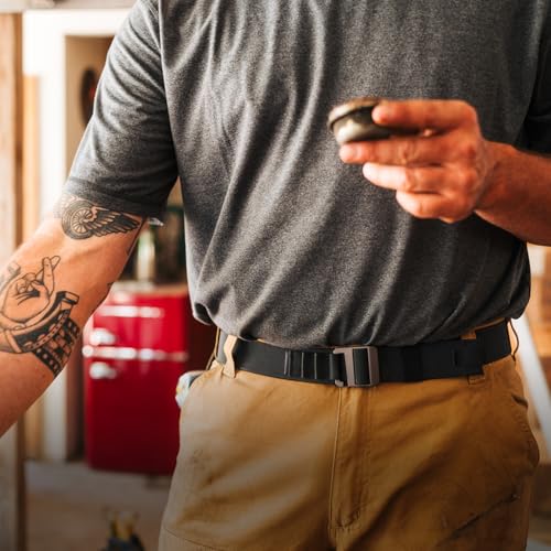Arcade Belts Hardware Alu Utility Belt - Low-Profile Aluminum Buckle, Heavy Duty Work Belt, Stretch Webbing, Anti-Slip - color: Olive, size: Long | L/XL – Fits up to 52”