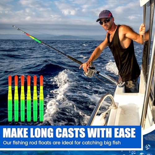 Arrowbash 6 Pcs Fishing Bobbers Floats Weighted Catfish Pole Floats High Visibility Wood Pole Fishing Float for Catfish Pike 7in, 12in - size: 7 Inch