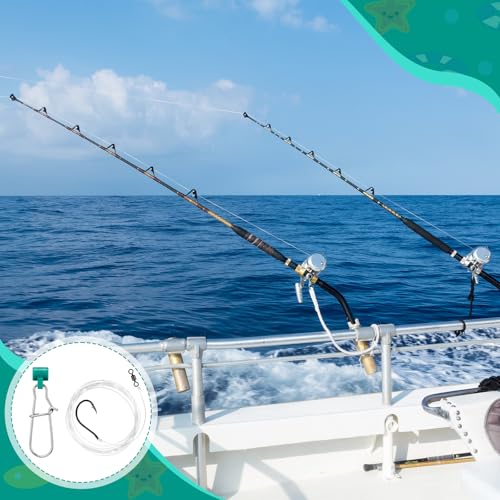 5 Pack Slider Fishing Rigs 6/0 Circle Hook with 3ft 60lb Monofilament 10 Pcs Leader Fishing Line Sinker Slides for Striped Bass for Surf Beach Boat Fish