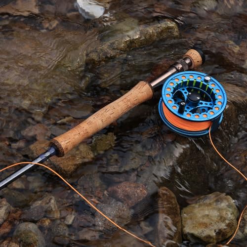 Sougayilang 5/6 Weight 9ft Fly Rod, 4-Piece Graphite Rod, Die Cast Aluminum Reel, Carrying Case, Fly Box & Fishing Flies Combo Starter Kit - color: Fly Fishing Combo #8-Blue