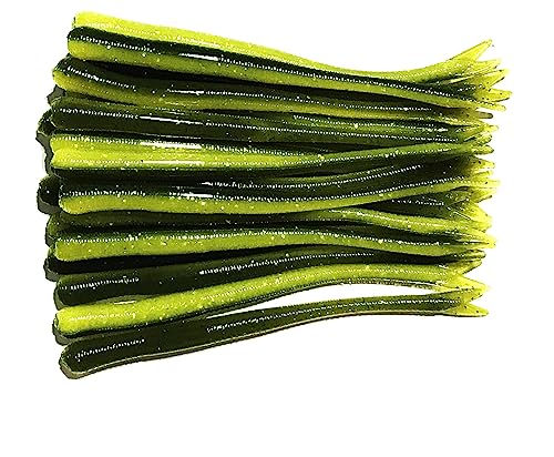 20 Pcs 4-1/2" Drop Shot Finesse Worms (Scent, Float), Soft Plastic Worms, Bass Fishing Worms - color: Catawba Perch