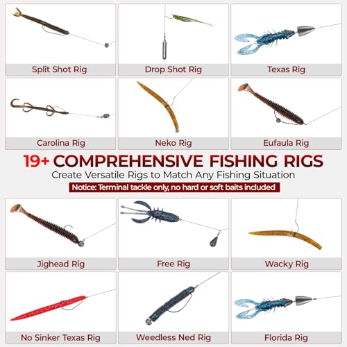 MadBite by KastKing 182/265/400pcs Compact Fishing Tackle Kit - All-in-One Freshwater Hooks, Weights, Bobbers in Tackle Box, Fishing Gear Set for Bass Trout Panfish - style: 400pcs Terminal Tackle Kit