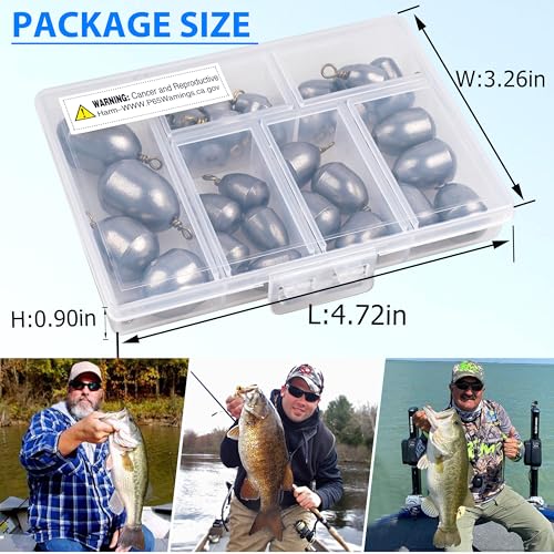 Fishing Weights Sinkers Kit Assorted Bass Casting Weights Iron Fishing Weights Water Drop Bell Sinkers Catfish Weights Sinkers for Saltwater Freshwater Fishing - style: 35pcs