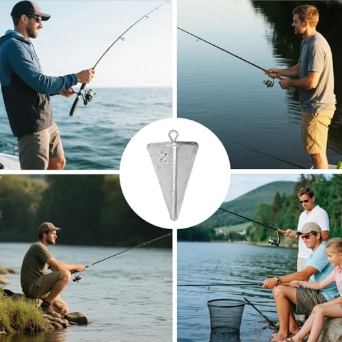 Pyramid Fishing Weights Sinkers Kits Triangle Ocean Saltwater Surf Fishing Gear Tackle Bullet Fishing Weights Sinker 2oz 3oz 4oz - color: 2oz-10pcs