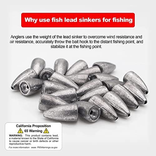 Fishing Weight Sinkers, 50pcs/55pcs Lead Worm Weights Fishing Sinkers for Bass Fishing Texas Rigs(2g/3.5g/5g/7g) - color: 5g/0.17oz-50pcs