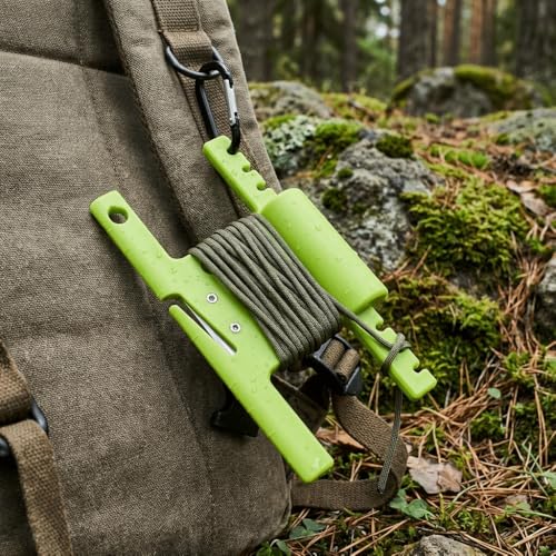 Paracord Spool Tool 6 Slot – Stainless Steel Cutter & Cord Organizer for Rope, Fishing Line & Camping Gear, Compact Line Winder