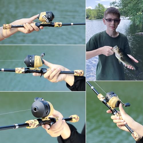 Sougayilang Kids Fishing Rod and Reel Combo,Light Weight Fishing Pole with Spincast Fishing Reel Tackle Bag Lures for Youth,Girls and Boys Good Starter Fishing Kit - color: Yellow