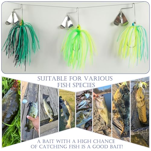 5 Pcs Bass Spinner Baits Buzz Bait Hard Metal Fishing Jigs for Bass Trout Pike Salmon 3.46in/0.31oz