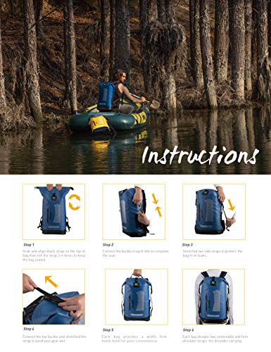 IDRYBAG Waterproof Backpack for Men 20L/30L/40L, Floating Dry Bag Kayak, Dry Backpack Hiking - color: Blue, size: 40L