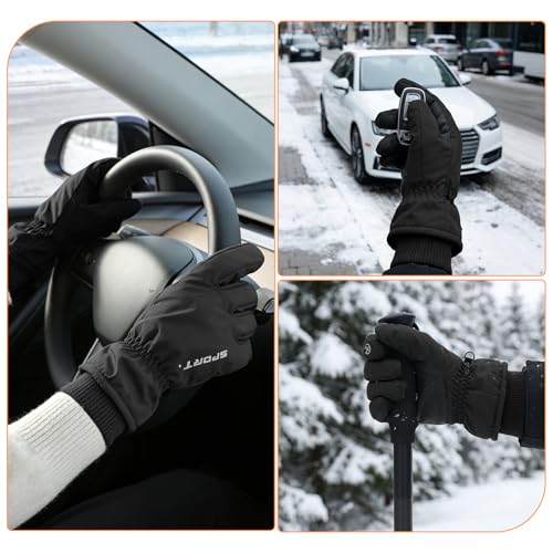 INNOLIFE Ski Gloves Men Women Waterproof Winter - Snow Gloves with Thermal Lining, Non-Slip Grip & Opening for Cold Weather - color: Black, size: Large