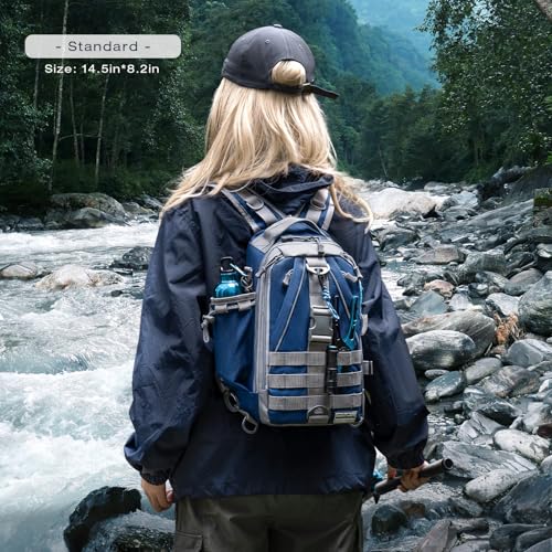 Ghosthorn Fishing Backpack with Tackle Boxes Fish Lip Gripper Pliers Lures Waterproof Tackle Bag with Rod Holder Fishing Gear - color: Blue, size: Standard