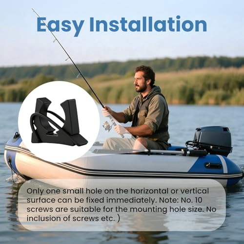 Boat Hook Holder, for Gaff, Oar, Paddle, Anchor Pole, Pushrods | Push Pole Holders, Quick Release Rubber Spring Clamp Oar Holder with Rubber Spring Straps,2 Pack, Fits 3/4"-2" Diameters