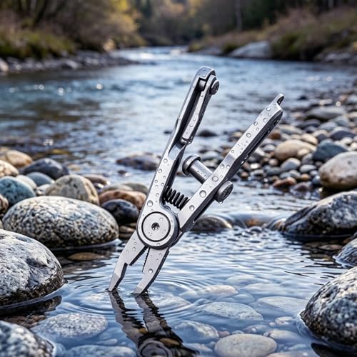 Fishing Line Cutter, Split Ring Opener, Retractable Lanyard, Compact Pliers | For Braided, Mono & Fluoro Lines, Knot Tying Aid, Stainless Steel, Non-Slip, Safety Lock, 3.5 Inches, Hook Cleaner, Rustproof