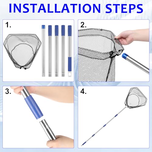 Fishing Net with Handle, with 85" Adjustable Extra Long Handle Fishing Net- Landing Net for Steelhead, Salmon, Bass & More Ideal for Kayak/Fly/Catfish Trout Fishing, Fishing Gear Gifts for Men