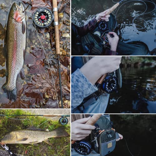 Maxcatch Tino Fly Fishing Reel, Large Arbor All Aluminum with CNC Cutting Trout Fly Reels, 3/4 5/6 7/8wt - color: Reel with Line Pre-loaded (Black), size: 7/8wt