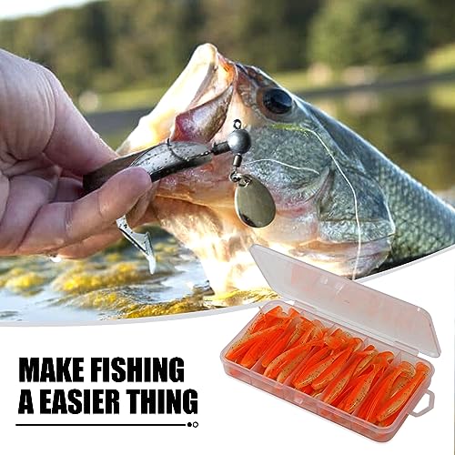 MAFIMOEA 50 Pcs Soft Fishing Lures Plastic Paddle Tail Swim Baits Kit for Bass Trout Walleye Crappie 5 Mixed Colors Fishing Soft Plastic Lure Kit 5.5CM - color: Orange