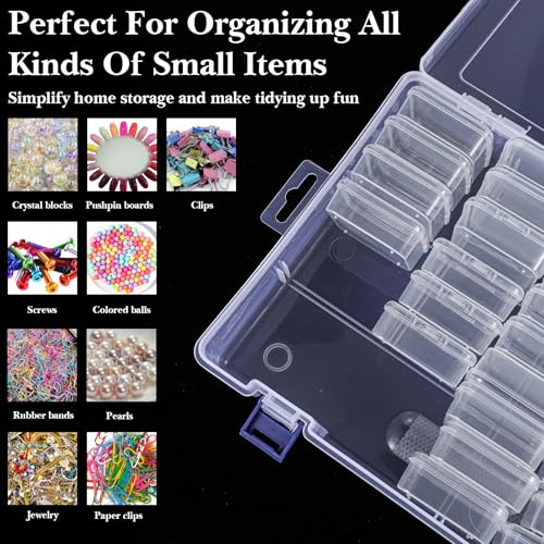 3 Pack Bead Organizer Box, 138Pcs Bead Organizers and Storage Plastic Cases, Mini Clear Beads Storage Containers Boxes with Hinged Lid for Seed, Jewelry, DIY Craft (3 Pack,138 Organizers)