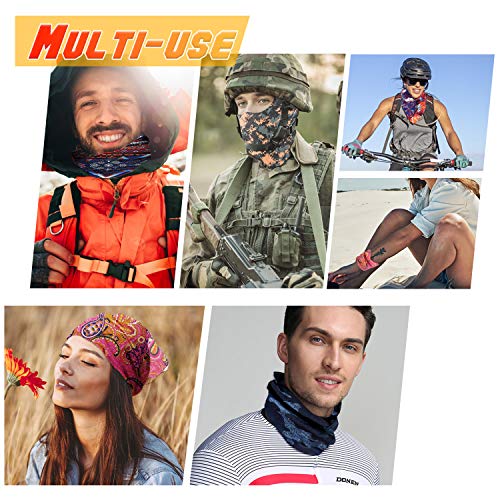 Venswell Neck Gaiter Face Mask Men Women,Seamless Bandana Rave Face Cover Scarf Mask,Balaclava,Headband, Head Wrap,Headwear - color: B-black Gray Series