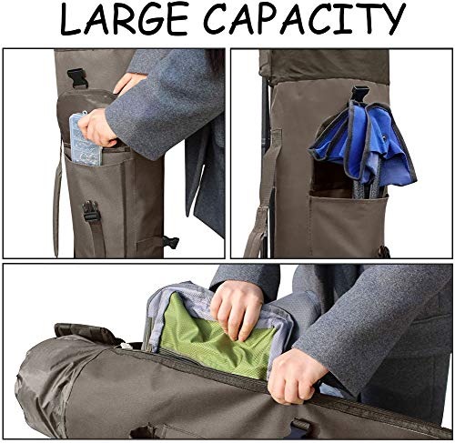 Allnice Durable Canvas Fishing Rod & Reel Organizer Bag Travel Carry Case Bag- Holds 5 Poles & Tackle - color: Khaki