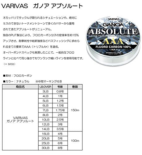 VARIVAS GANOA Absolute AAA Fluorocarbon - size: 4 lb, 150m