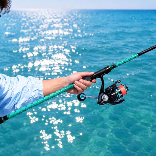 Sougayilang Surf Fishing Rod and Reel Combo, 9-12 ft 3-Piece Surf Rod with 4000-6000 Spinning Reel, Carbon Fiber Saltwater Fishing Combo for Beach Bank and Pier Fishing - size: 10ft