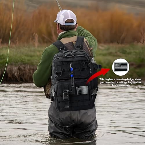 Fishing Backpack Fishing Tackle Storage Bag Fishing Gear and Equipment with Rod Holder Fishing Tackle Shoulder Sling Bag (Black2) - color: Black2