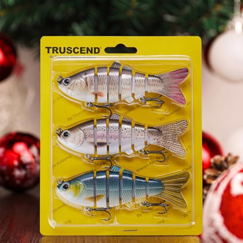 TRUSCEND Swimmax Easy Catch Fishing Lures with BKK Hooks, Wiggling, Vibrating, Rattling and Gurgling for More Bites, Heavy-Duty Dyneema Fiber Jointed Swimbaits for Bass, Trout, Crappie, Walleye, Pike - color: A4-4.5",1oz