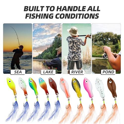 Inline Spinnerbaits for Bass Trout Pike – Premium Spinner Lures with Treble Hooks & Flash Blades for Freshwater & Saltwater Fishing – Durable, Vibrant, and Deadly Effective - style: Spoons