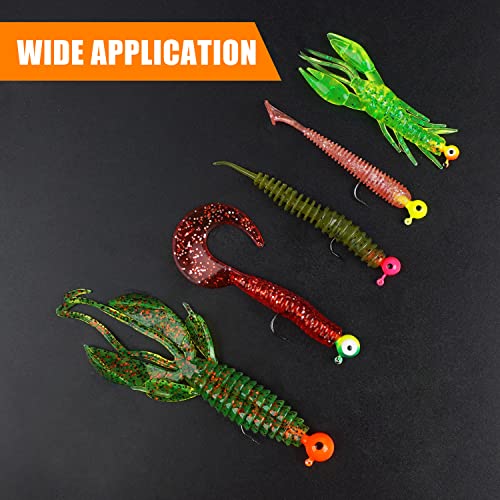 Fishing Jig Head Hooks Kit, Round Ball Crappie Jig Heads Lures Assorted Painted Fishing Lures Jig Heads for Walleye Bass Saltwater Freshwater Fishing 50/69/70pcs - style: 69pcs Kit