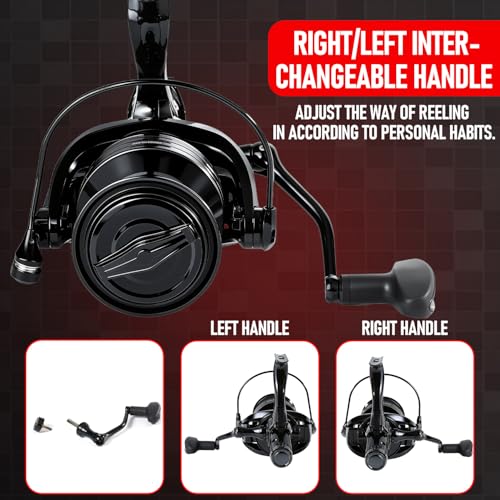 Sougayilang Free Spool Spinning Reel – 30LB Drag, 4.9:1 Gear Ratio, 9+1 Bearings, CNC Aluminum Spool, Large Line Capacity for Surf, Offshore, Catfish, Shark, Redfish - size: SSY9000