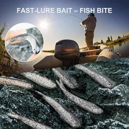 50Pcs Fishing Soft Lures Swimbaits Paddle Split Tail Lifelike Soft Bait for Bass Trout Crappie Walleye 2.76in/0.08oz