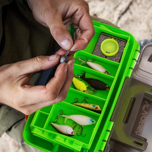 Fishing Tackle Box with Tackle Included Lures, Hooks, Weights, 3-Layer Freshwater Fishing Tackle Kit for Bass Fishing Gear and Equipment, Gift for Fishingman gift choice for Fathers Day - color: Green