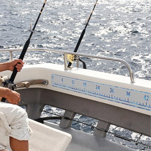 HZshark EVA Foam Fish Measuring Board, Fish Ruler with 3M Self-Adhesive Backing,48" Fishing Tape Measure for Boats Sailboats Yachts Kayaks - color: Light Grey with Ocean, size: 4.5"*48"