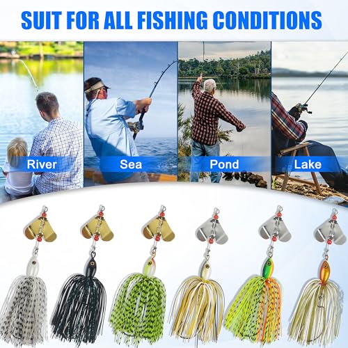 Fishing Buzzbait Lures Bass Spinnerbait Kit Buzz Bait Multicolor Swimbait Metal Jig Lure for Bass Pike Trout Fishing - color: A- 6pcs