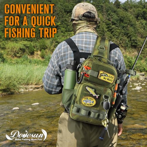 Dovesun Small Fishing Backpack Fishing Sling Bag with 3600 Tackle Box Small Tackle Backpack with Tool Set Green - color: B: Fishing Tackle Backpack With Tool Set(green)
