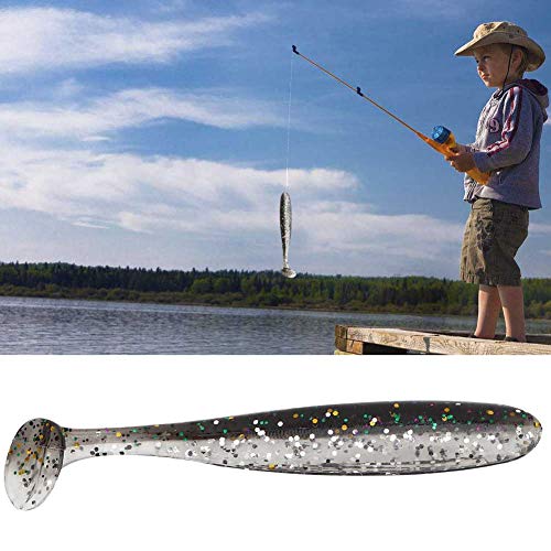 Zer one 20 PCS Fishing Soft Lure 7.5cm/2g Plastic T Tail Bait Artificial Worm Swimbait for Bass Trout Walleye Fishing Accessory - color: Black