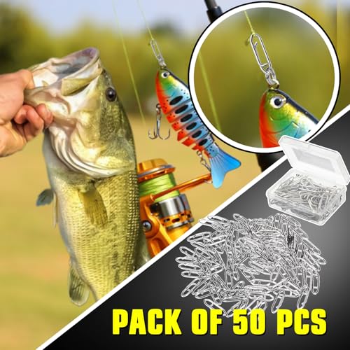 AMYSPORTS High Strength Fishing Snap Saltwater Stainless Connector Snaps Swivels Tackle Steel Power Fishing Clip Lure Quick Change White Nickel - size: Size2 (66lb) 50 pcs