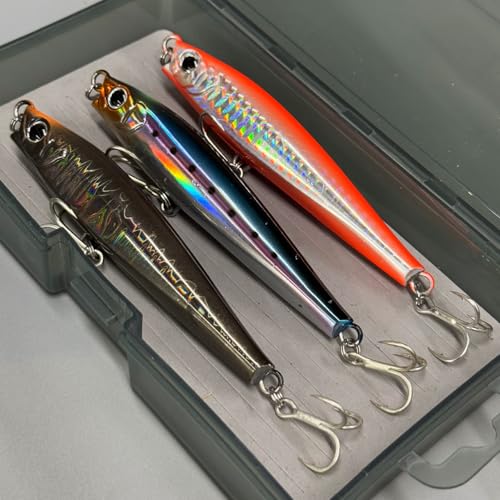 Ocean Fishing Minnow Lures 3pcs | High-Index Plastic Jerkbait Swimbaits for Bass & Trout - color: AH1038C-4'' 1.3oz