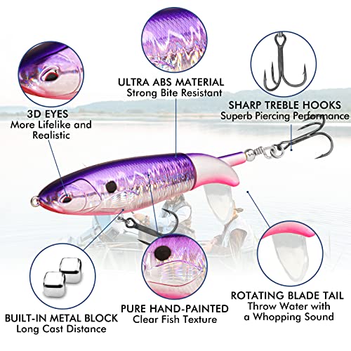 TRUSCEND Popobait Easy Catch Fishing Lures with BKK Hooks, Instant Startup, Longer Cast, Balanced Spray/Sound/Swim, Plopper Topwater Lures for Bass, Trout, Pike, Walleye, Freshwater Saltwater Fishing - color: D2-4.3",0.55oz