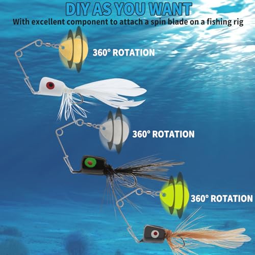 Fishing Spinnerbait Smooth Spoons Kit Fishing Spinner Blades Smooth Spoons Rigs with Willow and Teardrop Making Fishing Lures Replacement Accessories - color: 30Pcs Gold, silver and green