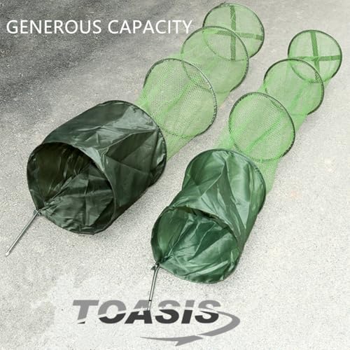 TOASIS Fishing Keep Net Collapsible Fish Keeping Nets Circular-Nylon Mesh Fishing Keepnet Diameter 11.8 Inch Length 4.92 Ft Carp Mesh Keepnets