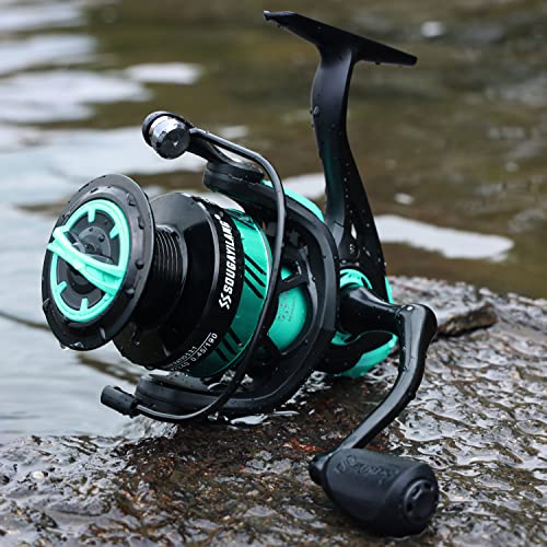 Sougayilang Fishing Reel, Ultralight Spinning Reel with Aluminum Spool, 5.2:1 High Speed Spinning Fishing Reel, 1000-6000 Series for Freshwater - color: Green, size: 4000