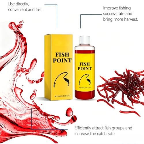 Concentrated Fish Attractant Liquid, Fast-Acting Red Worm Spray Bait Scent Additive, Powerful Fishing Lure Enhancer Trout, Panfish, Freshwater Lake River Fishing, Improve Bite Response - color: 1 bottle