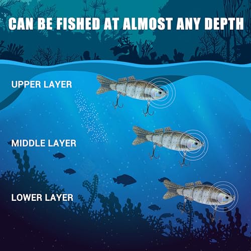 TRUSCEND Swimmax Easy Catch Fishing Lures with BKK Hooks, Wiggling, Vibrating, Rattling and Gurgling for More Bite, Heavy-Duty Dyneema Fiber Jointed Swimbaits for Bass, Trout, Walleye, Crappie, Pike - color: D3-5"-1.25oz