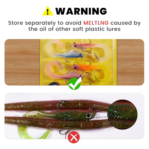 TRUSCEND Duramax Easy Catch Soft Fishing Lures with BKK Hook, Trembly Sinking & Vibrating Swim for More Bites, Pre-Rigged Curly & T-Tail Swimbait for Bass, Trout, Crappie, Freshwater Saltwater Fishing - color: A1-3"-1/4oz