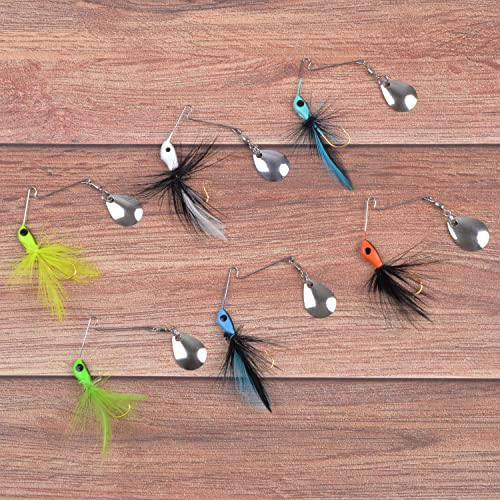 Spinnerbait Bass Fishing Lures Set,Mini Rooster Fishing Spinner Lure Multicolor Hard Metal Spinner Baits Jigs Lure for Bass Trout Pike Bluegill Freshwater Saltwater Fishing - color: 12pcs
