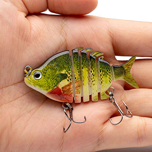 Bassdash SwimPanfish 0.34oz Hard Swimbaits Multi Jointed Topwater Trout Bass Fishing Crank Lure for Freshwater and Saltwater - color: Bluegill