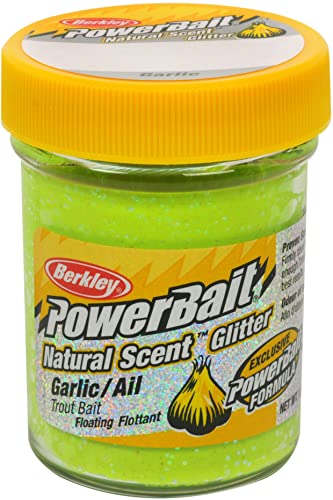 Berkley PowerBait Natural Glitter Trout Fishing Dough Bait - color: Chartreuse, style: Garlic